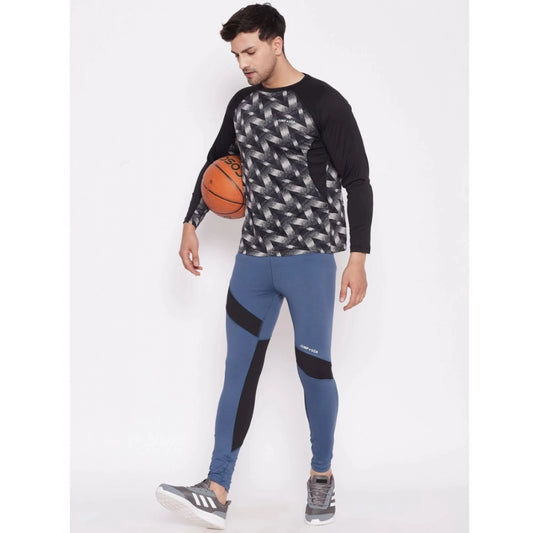 Amfyn Men's Printed Polyester Tights (Blue)