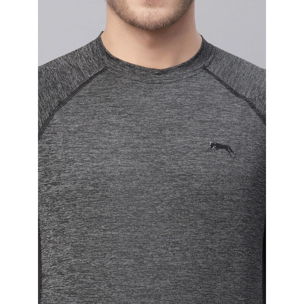 Amfyn Men's Solid Polyester Short Sleeves T.Shirt (Grey)