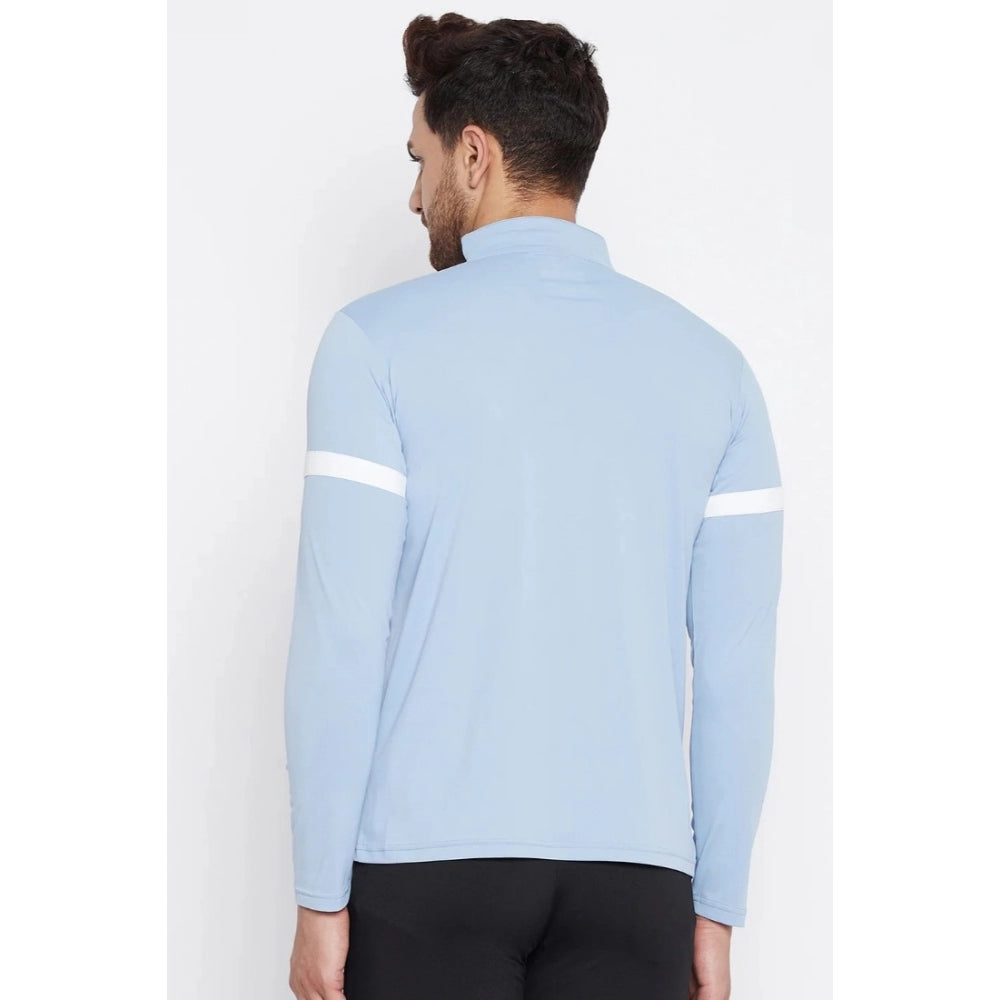 Amfyn Men's Solid Polyester Full Sleeve T.Shirt (Blue)