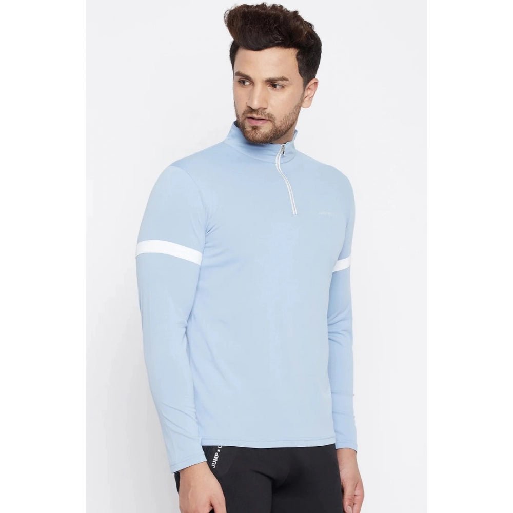 Amfyn Men's Solid Polyester Full Sleeve T.Shirt (Blue)