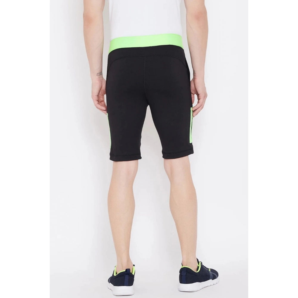 Amfyn Men's Solid Polyester Knee Length Shorts (Black)
