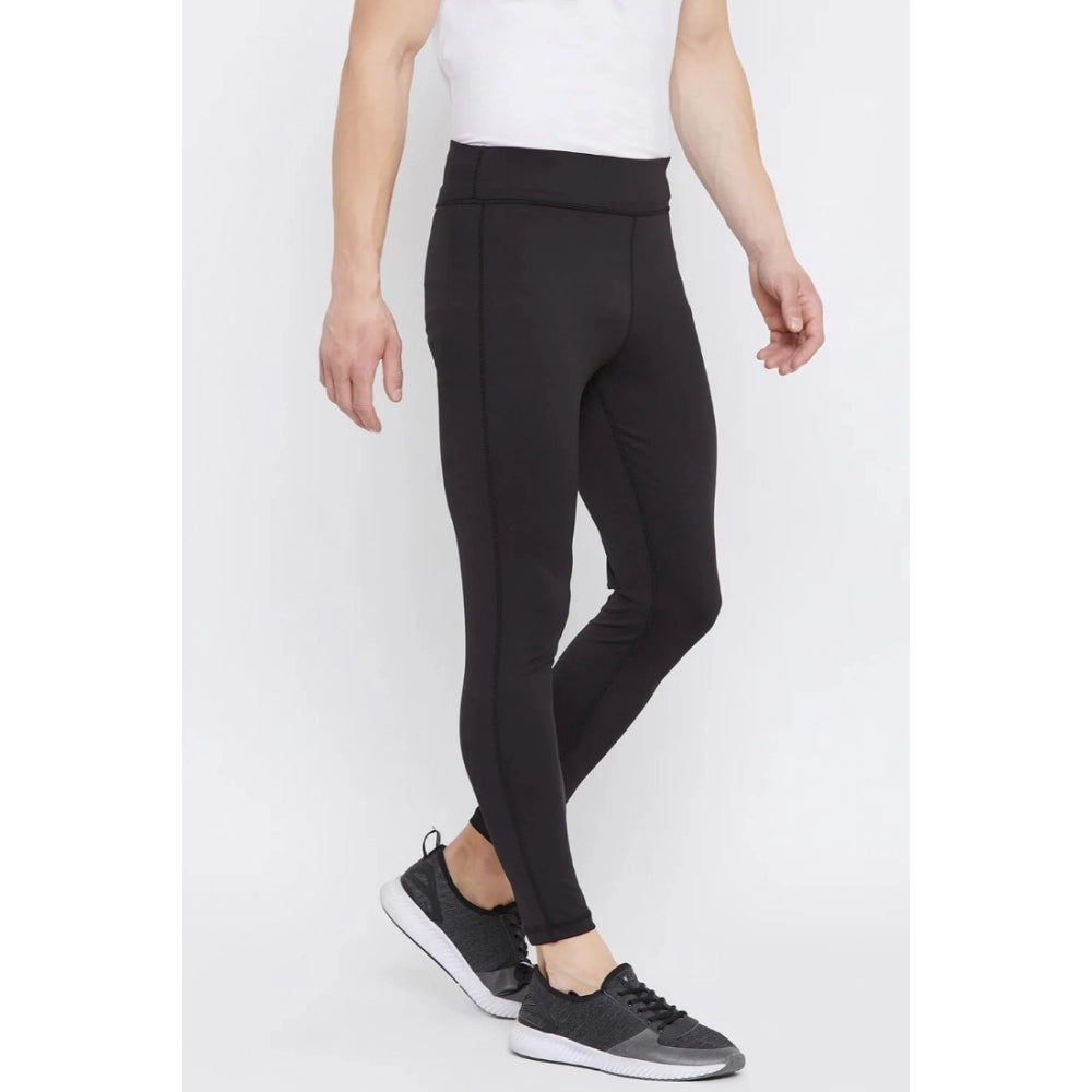Amfyn Men's Solid Polyester Tights (Black)