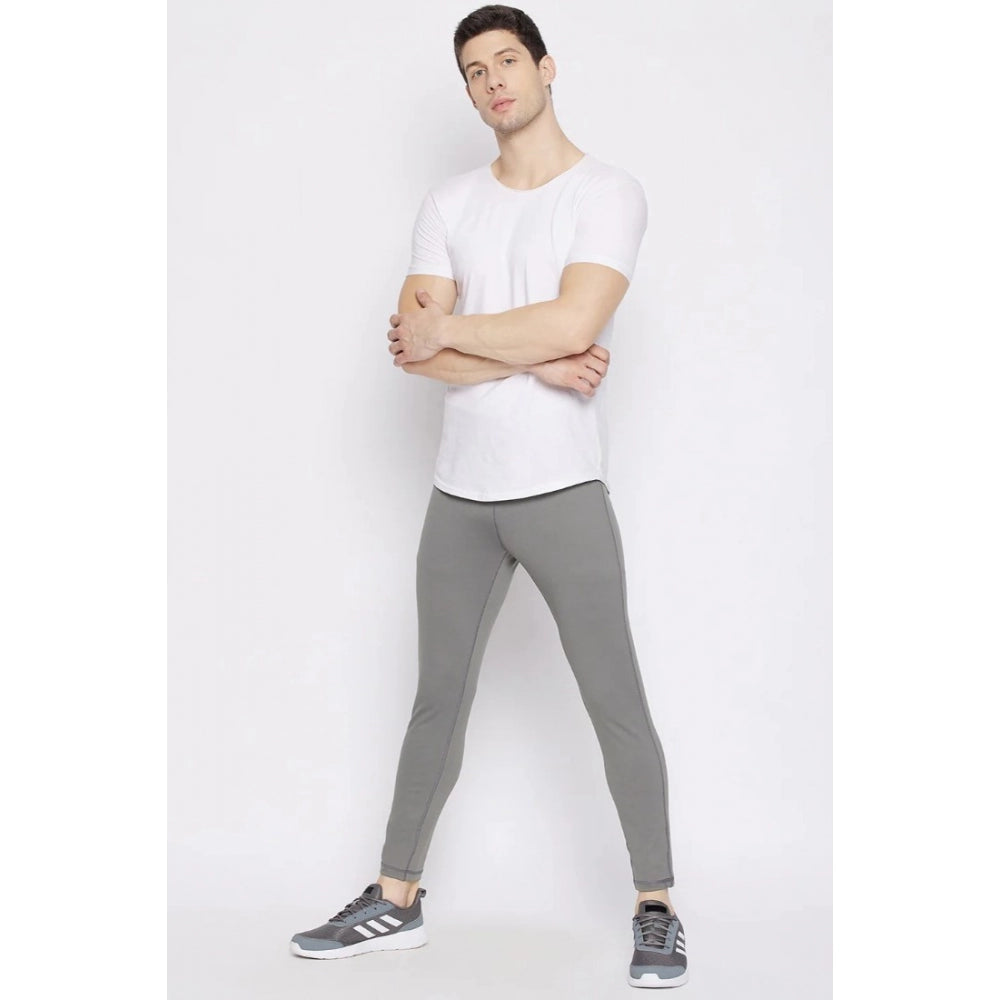 Amfyn Men's Solid Polyester Tights (Grey)