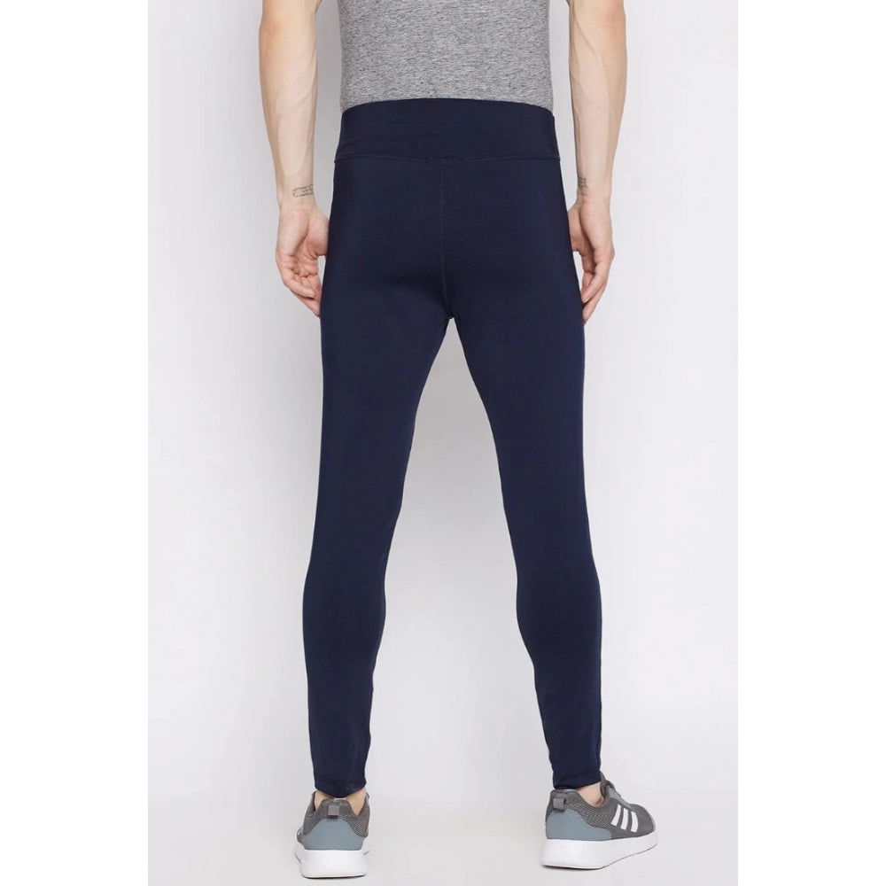 Amfyn Men's Solid Polyester Tights (Blue)