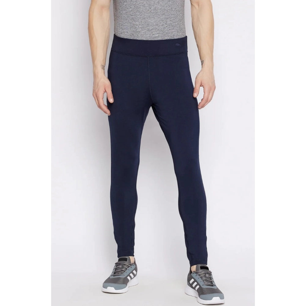 Amfyn Men's Solid Polyester Tights (Blue)