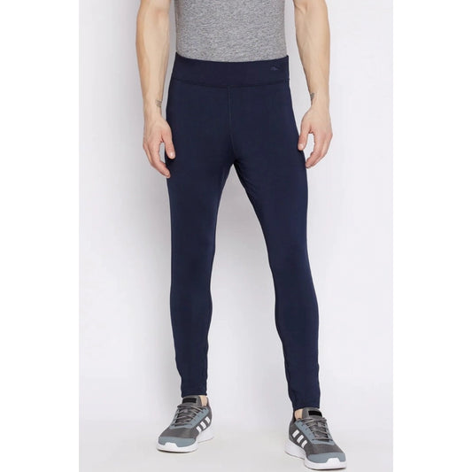 Amfyn Men's Solid Polyester Tights (Blue)