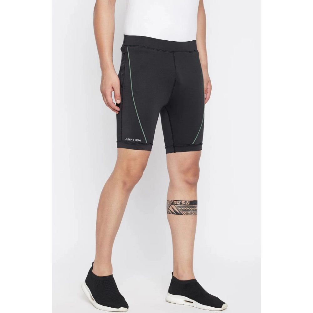 Amfyn Men's Solid Polyester Tights (Black)