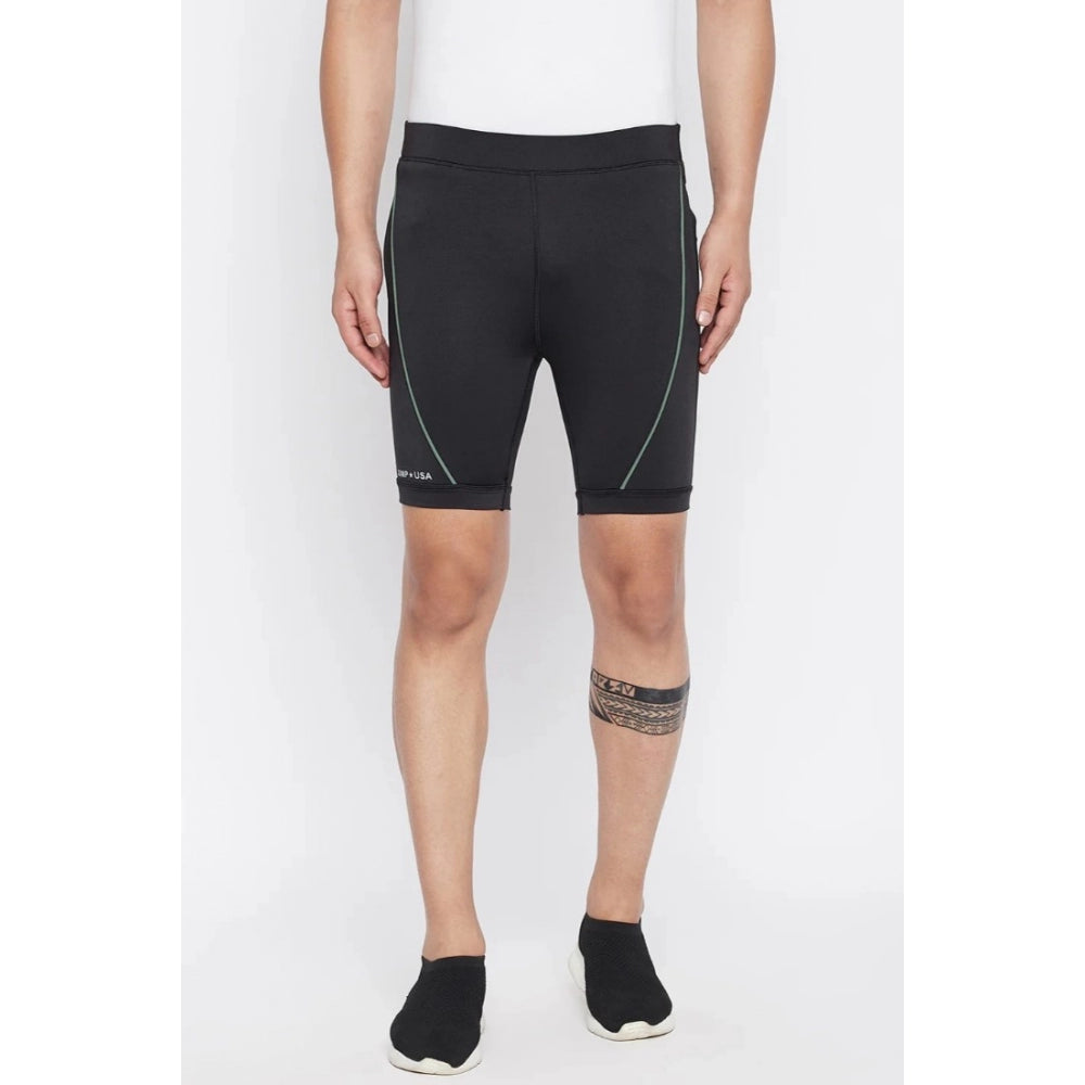 Amfyn Men's Solid Polyester Tights (Black)