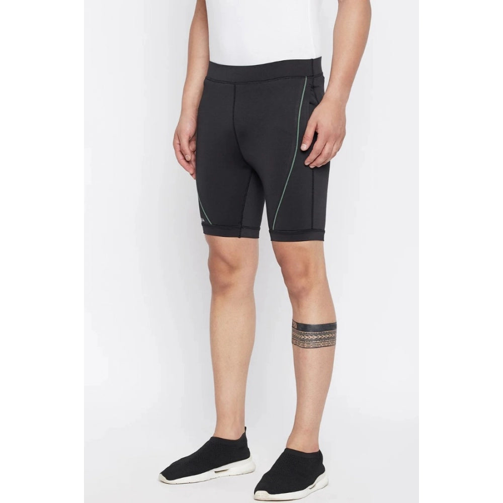 Amfyn Men's Solid Polyester Tights (Black)
