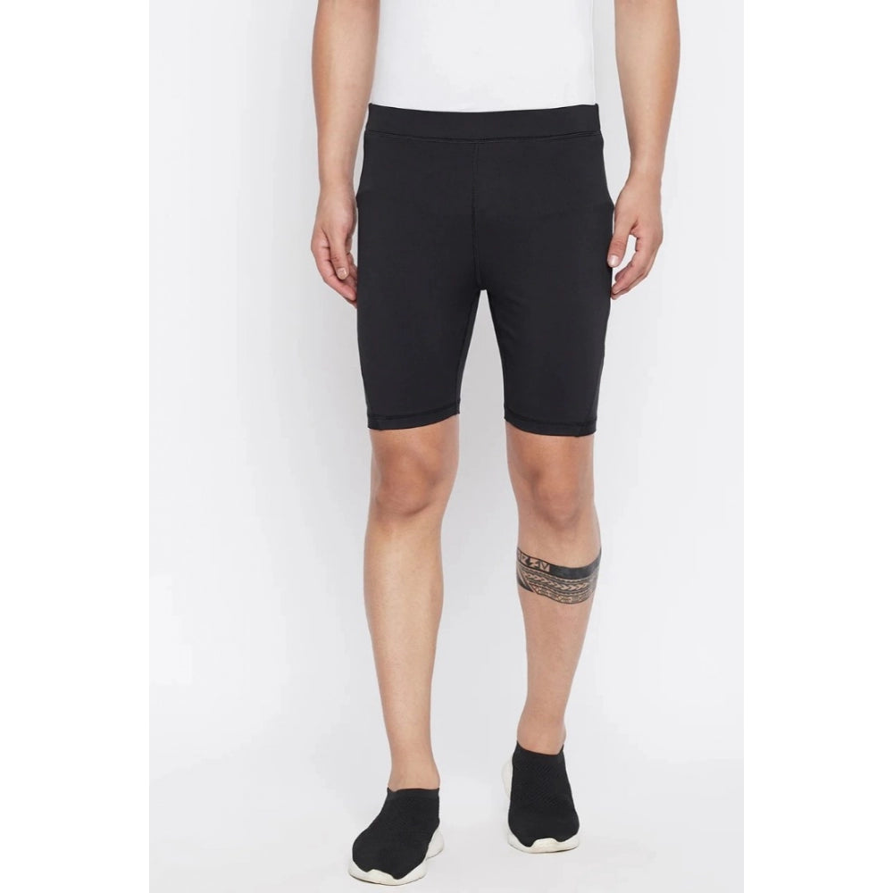 Amfyn Men's Solid Polyester Tights (Black)