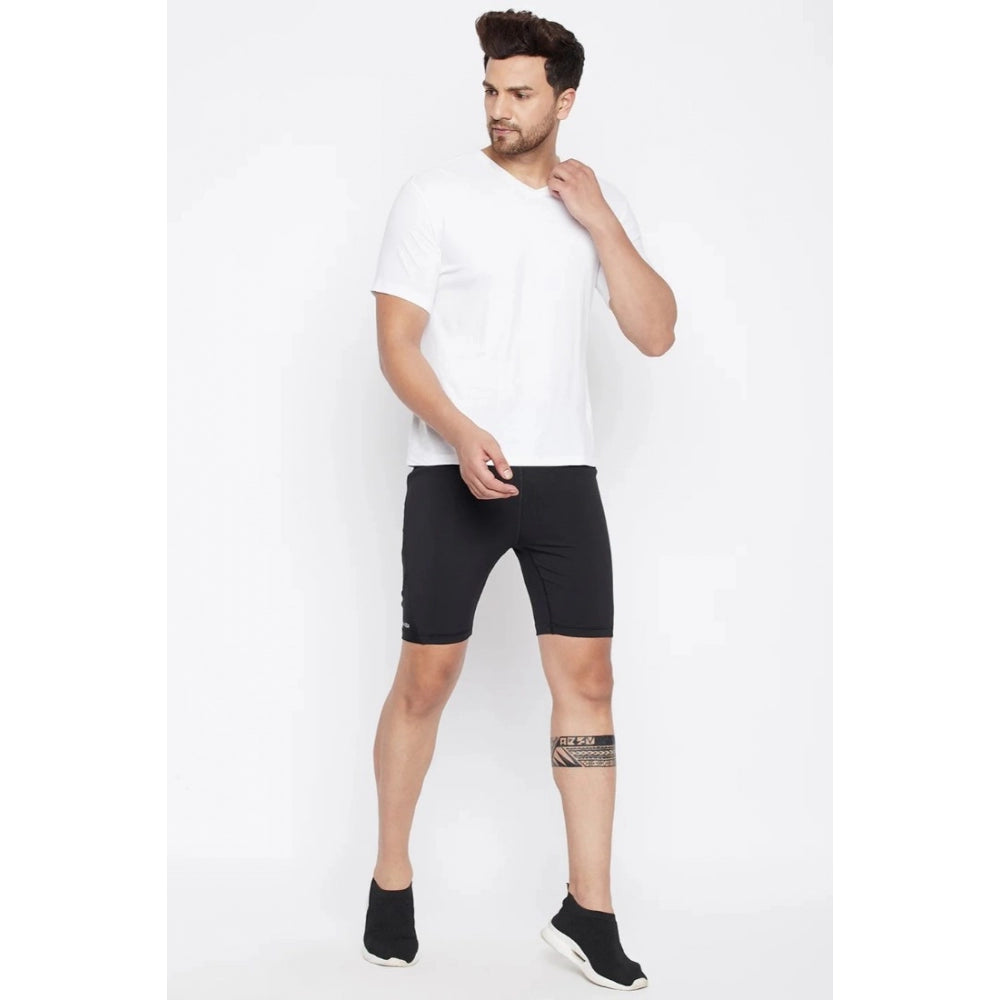 Amfyn Men's Solid Polyester Tights (Black)