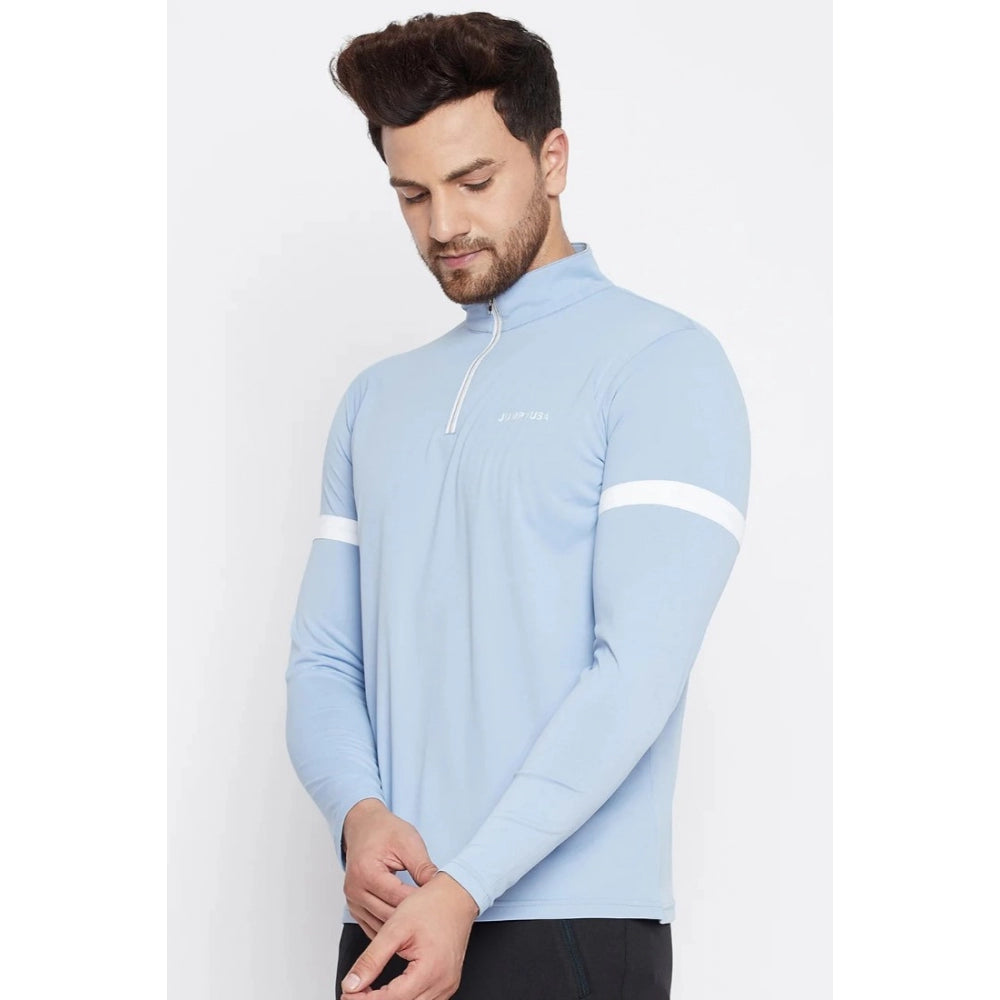Amfyn Men's Solid Polyester Full Sleeve T.Shirt (Blue)