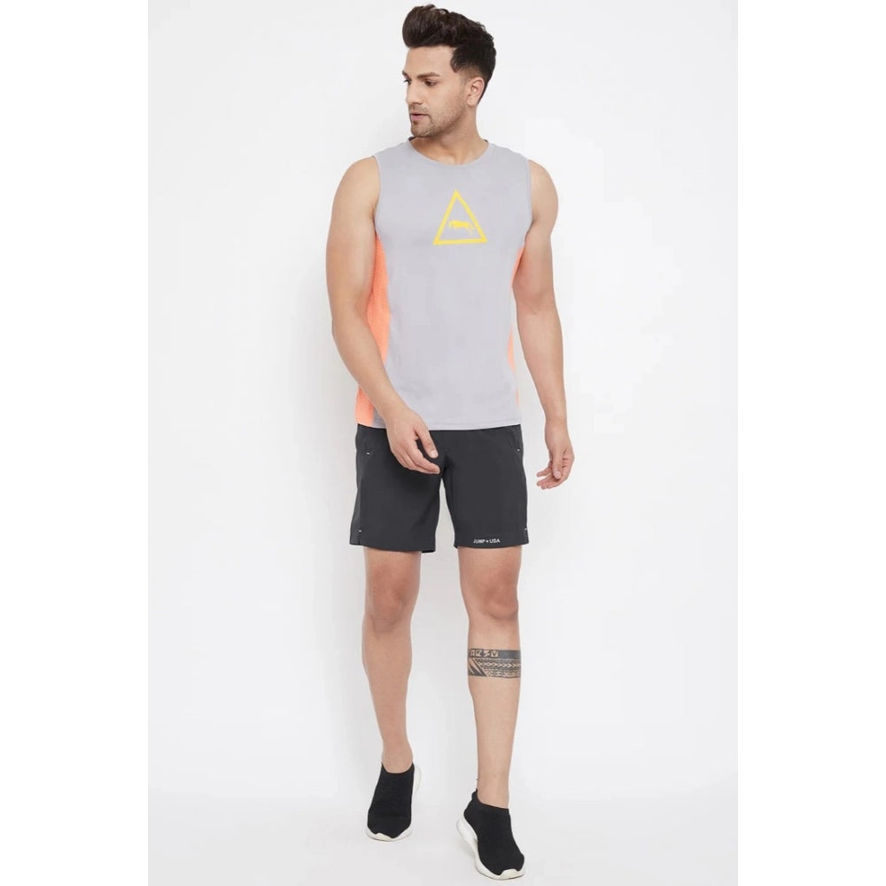 Amfyn Men's Solid Polyester Above Knee Shorts (Black)