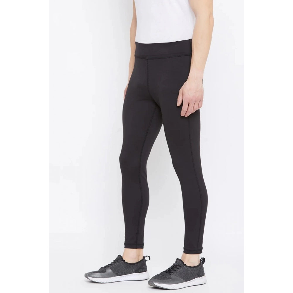 Amfyn Men's Solid Polyester Tights (Black)