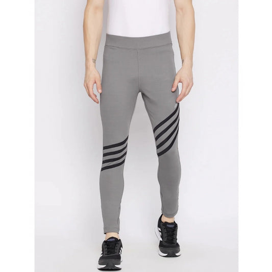 Amfyn Men's Striped Polyester Tights (Grey)