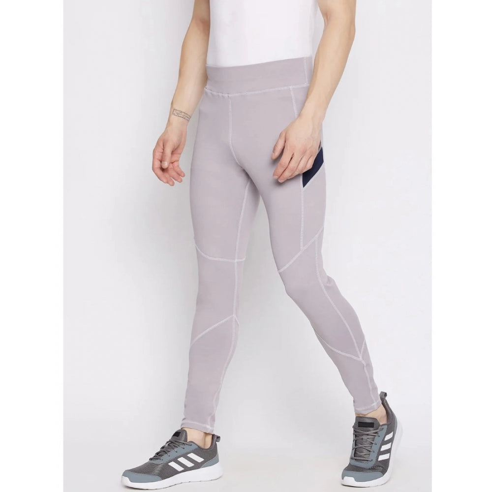 Amfyn Men's Solid Polyester Tights (Grey)