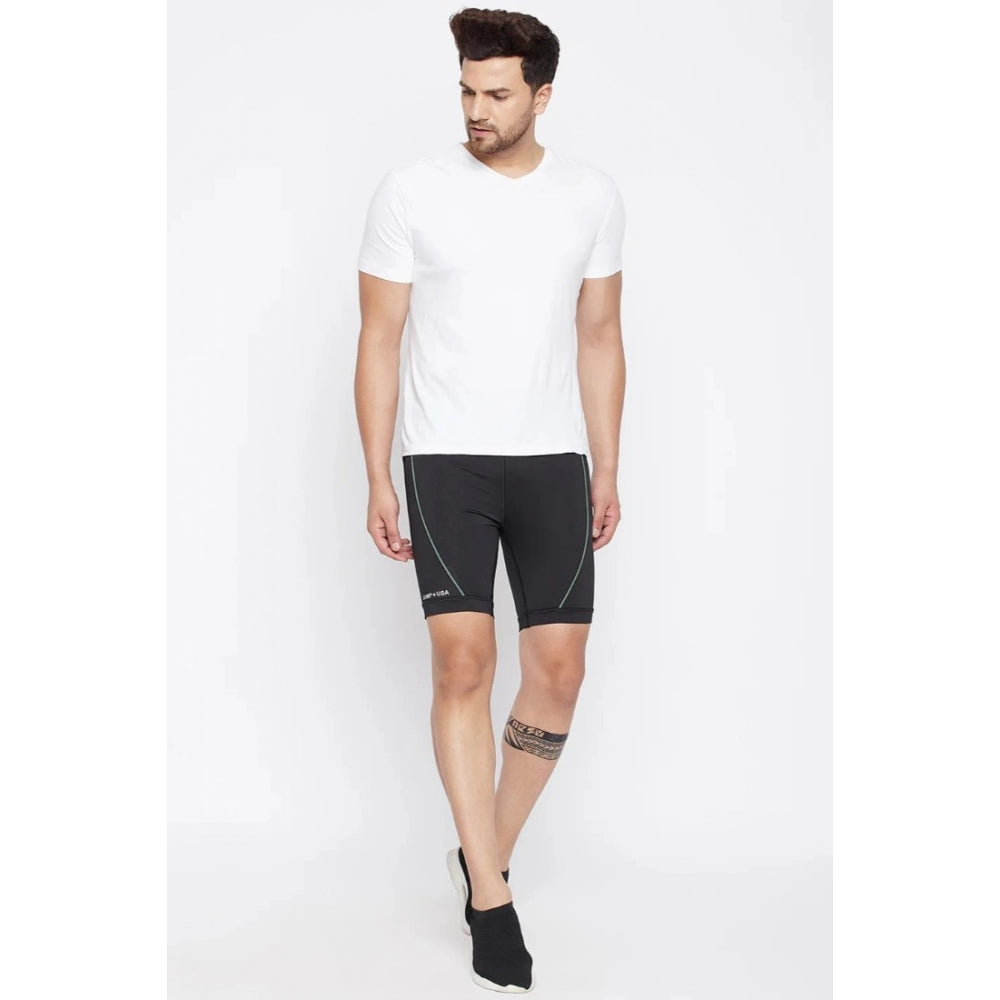 Amfyn Men's Solid Polyester Tights (Black)