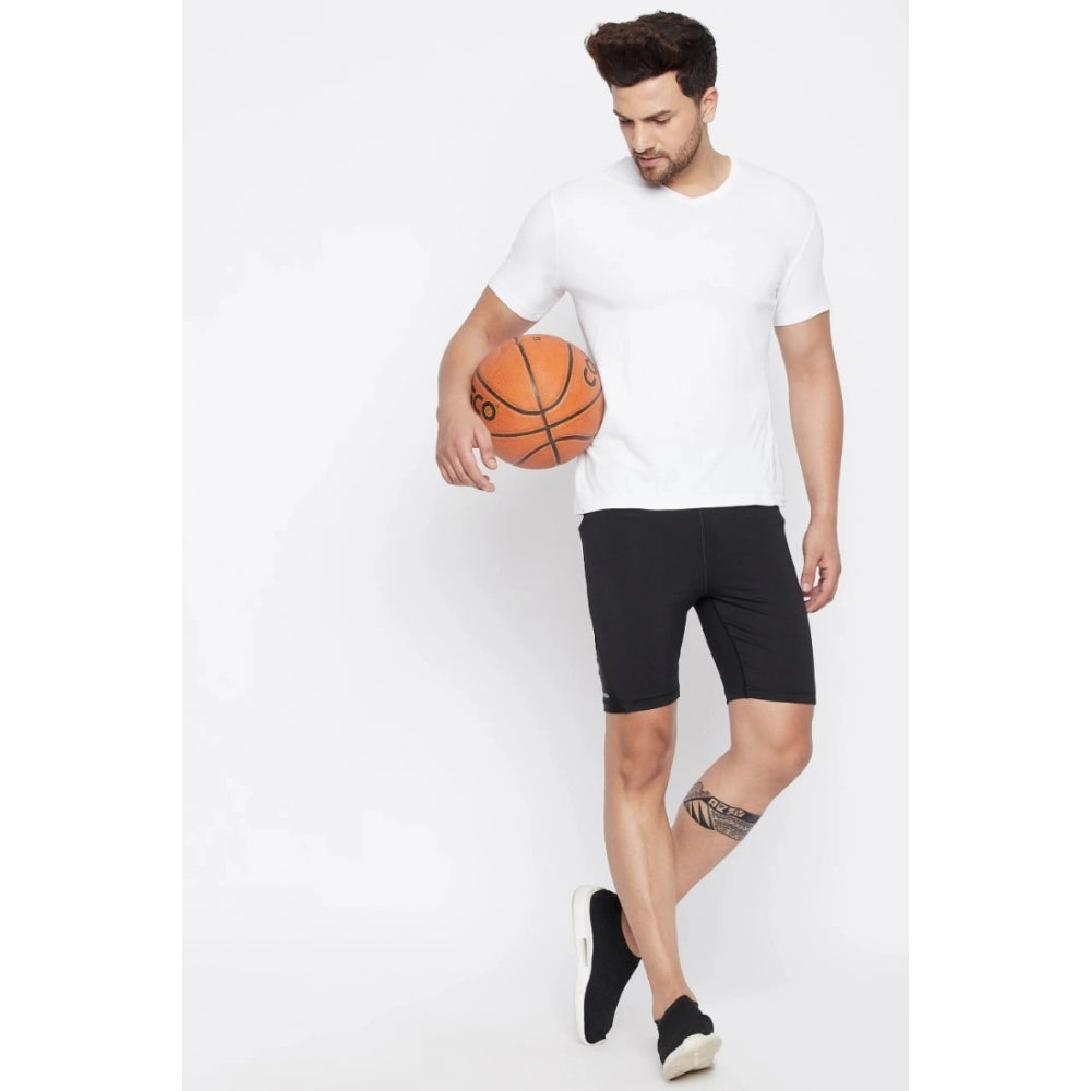 Amfyn Men's Solid Polyester Tights (Black)