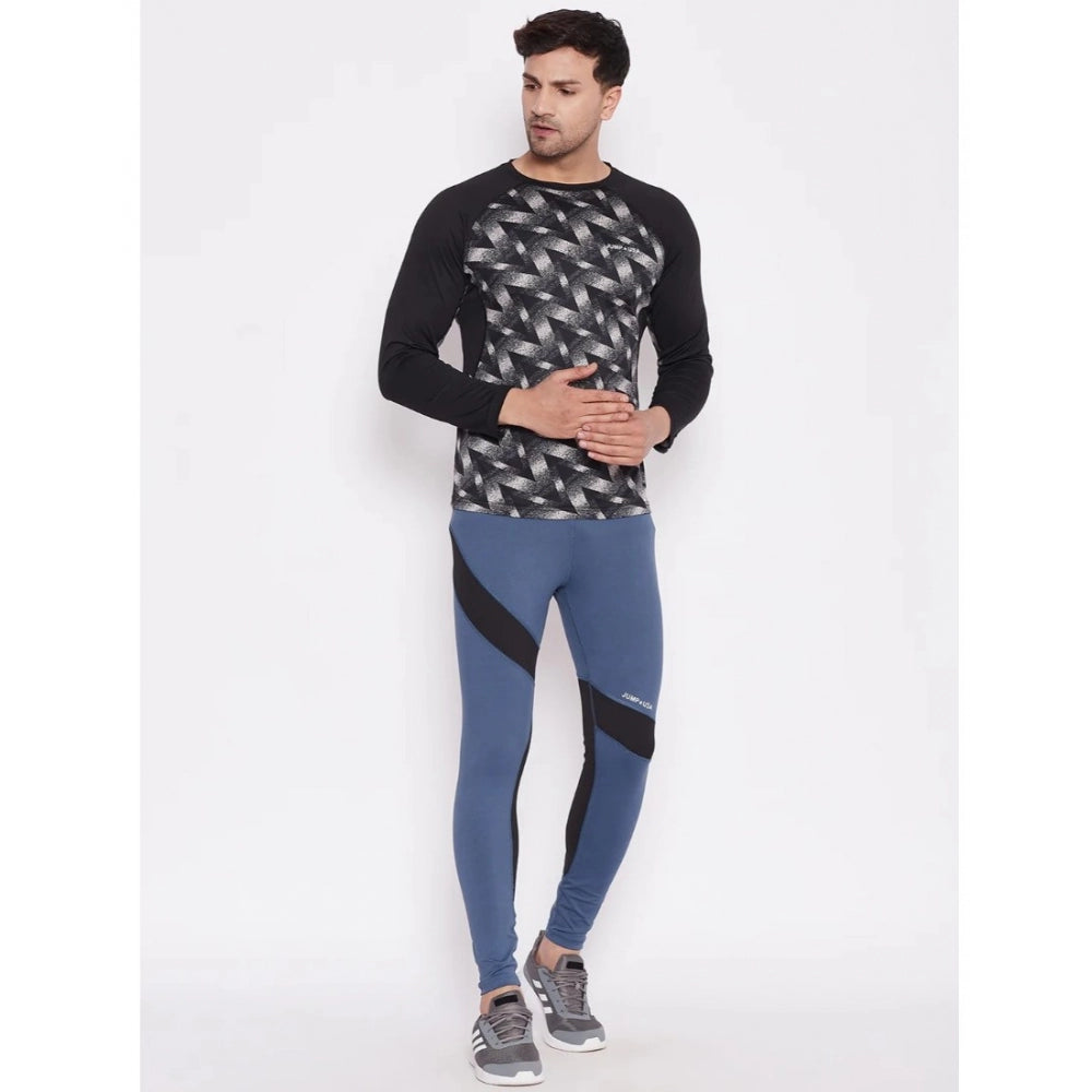 Amfyn Men's Striped Polyester Tights (Blue)