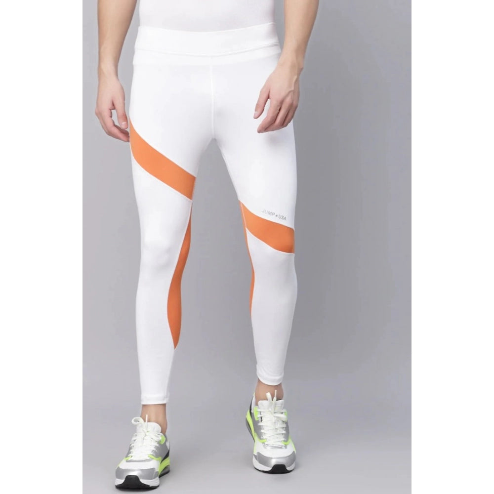 Amfyn Men's Striped Polyester Tights (White Orange)