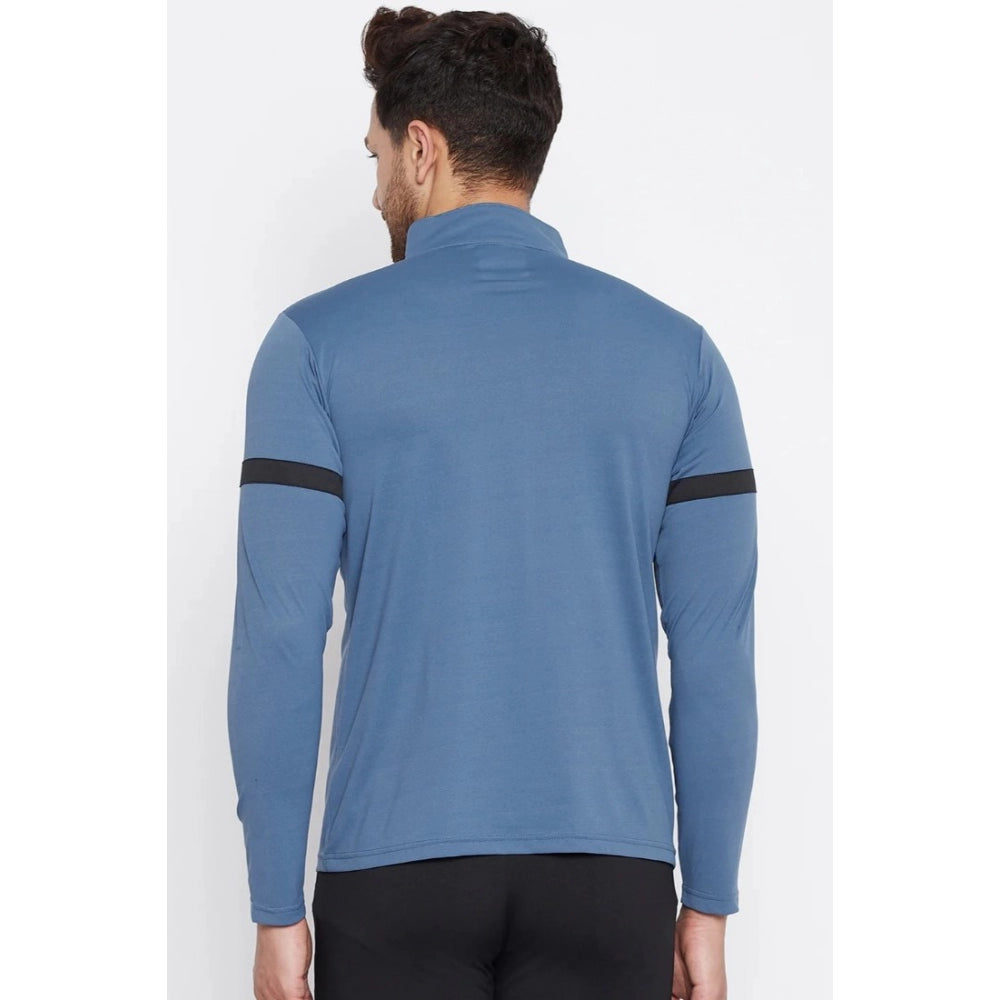 Amfyn Men's Solid Polyester Full Sleeve T.Shirt (Blue)