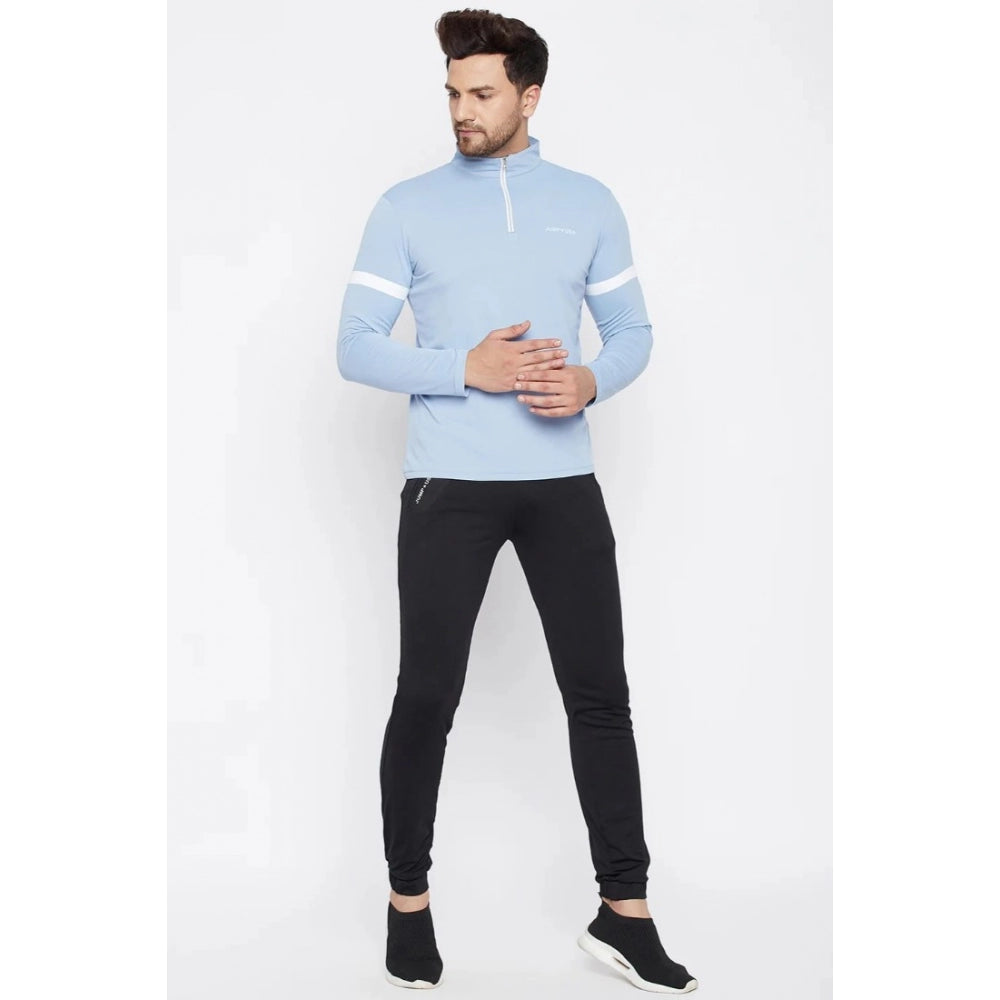 Amfyn Men's Solid Polyester Full Sleeve T.Shirt (Blue)