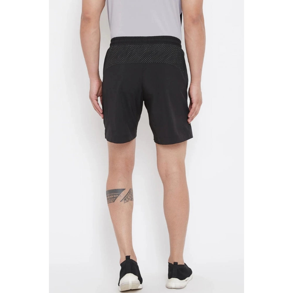 Amfyn Men's Solid Polyester Above Knee Shorts (Black)