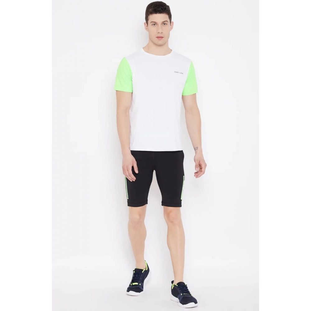 Amfyn Men's Solid Polyester Knee Length Shorts (Black)