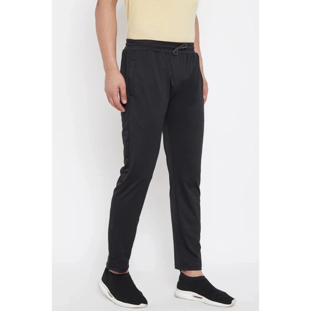 Amfyn Men's Solid Polyester Regular Track Pant (Black)