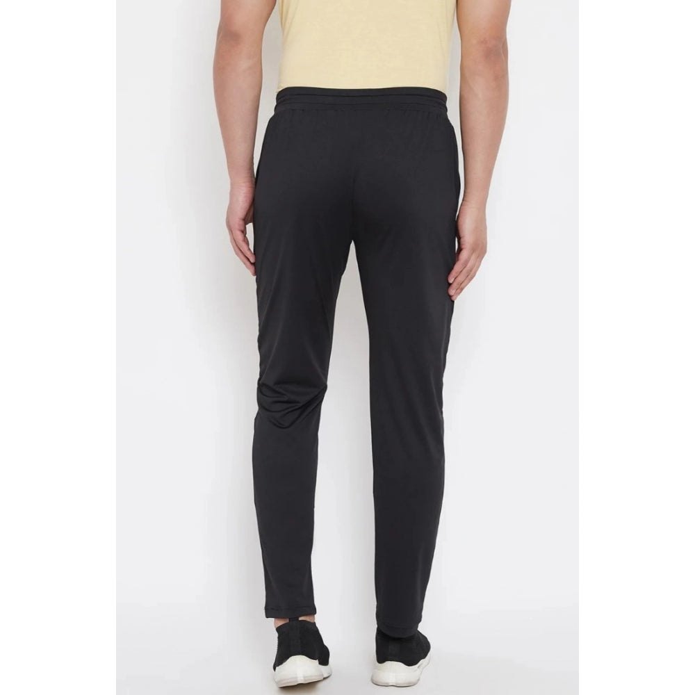 Amfyn Men's Solid Polyester Regular Track Pant (Black)