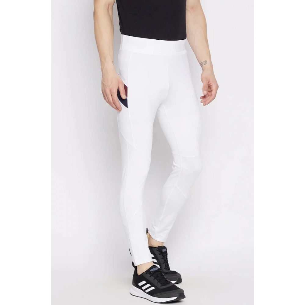 Amfyn Men's Solid Polyester Tights (White)