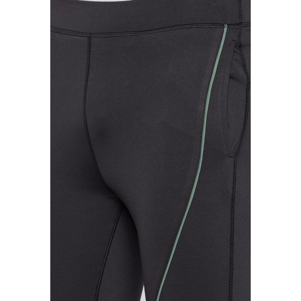 Amfyn Men's Solid Polyester Tights (Black)