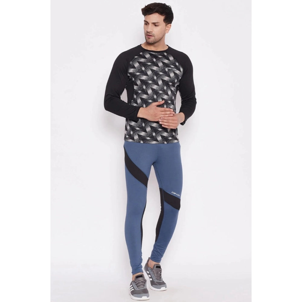 Amfyn Men's Printed Polyester Tights (Blue)