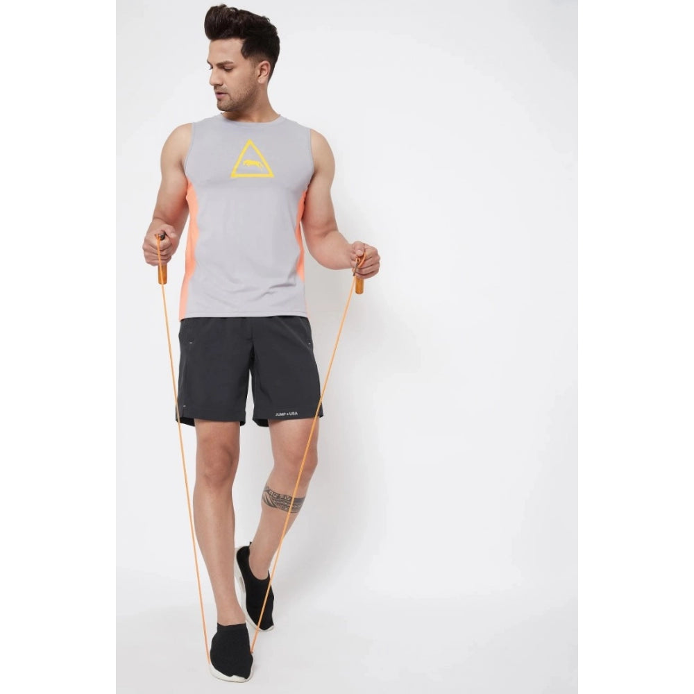 Amfyn Men's Solid Polyester Above Knee Shorts (Black)