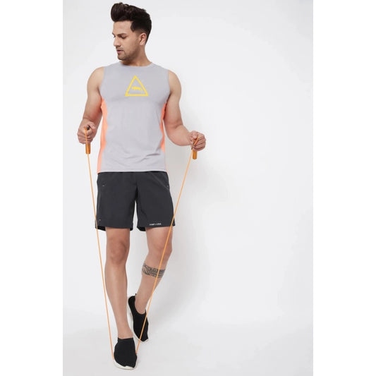 Amfyn Men's Solid Polyester Above Knee Shorts (Black)