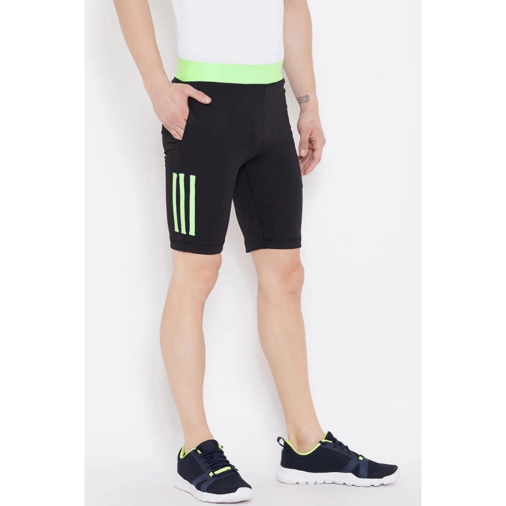 Amfyn Men's Solid Polyester Knee Length Shorts (Black)