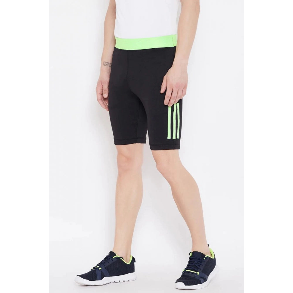 Amfyn Men's Solid Polyester Knee Length Shorts (Black)