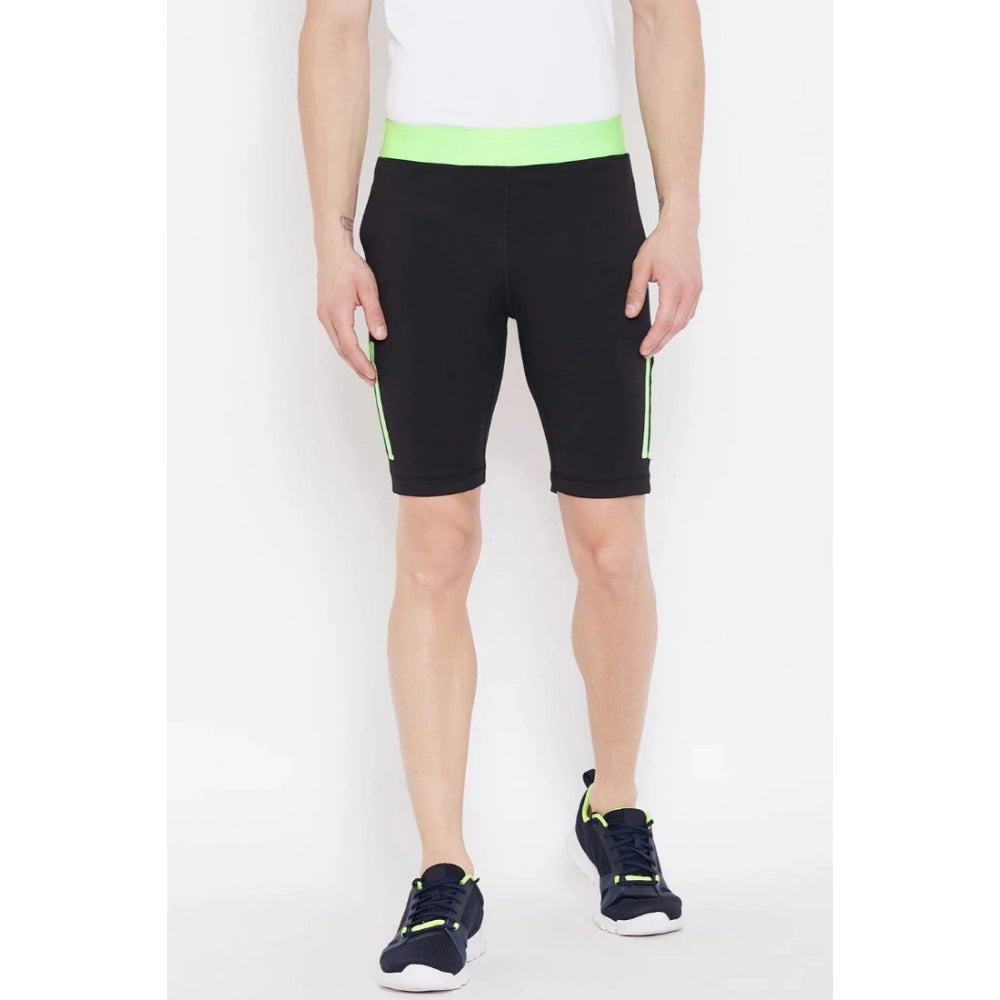 Amfyn Men's Solid Polyester Knee Length Shorts (Black)