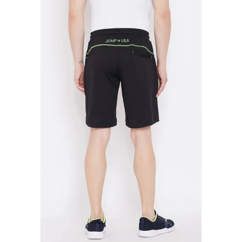 Amfyn Men's Solid Polyester Knee Length Shorts (Black)