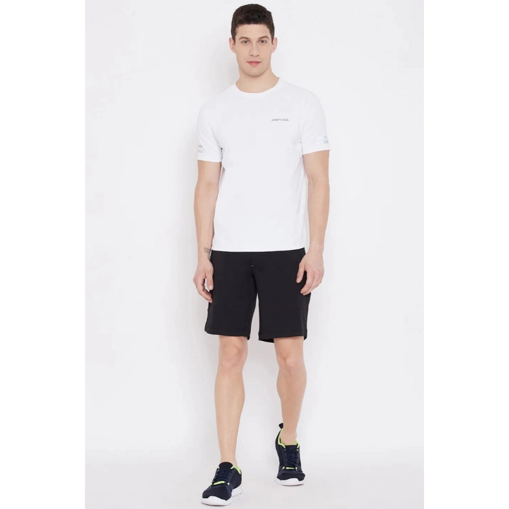 Amfyn Men's Solid Polyester Knee Length Shorts (Black)