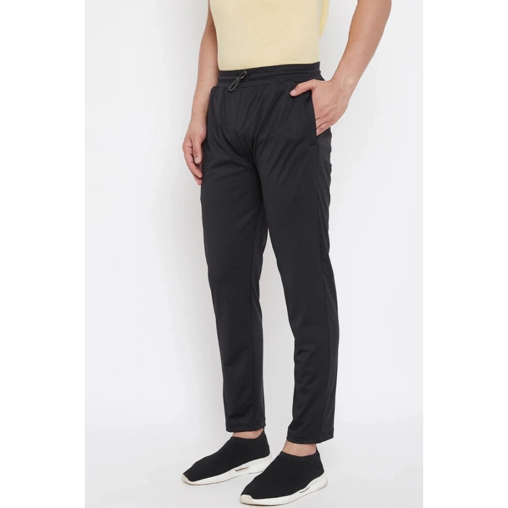 Amfyn Men's Solid Polyester Regular Track Pant (Black)