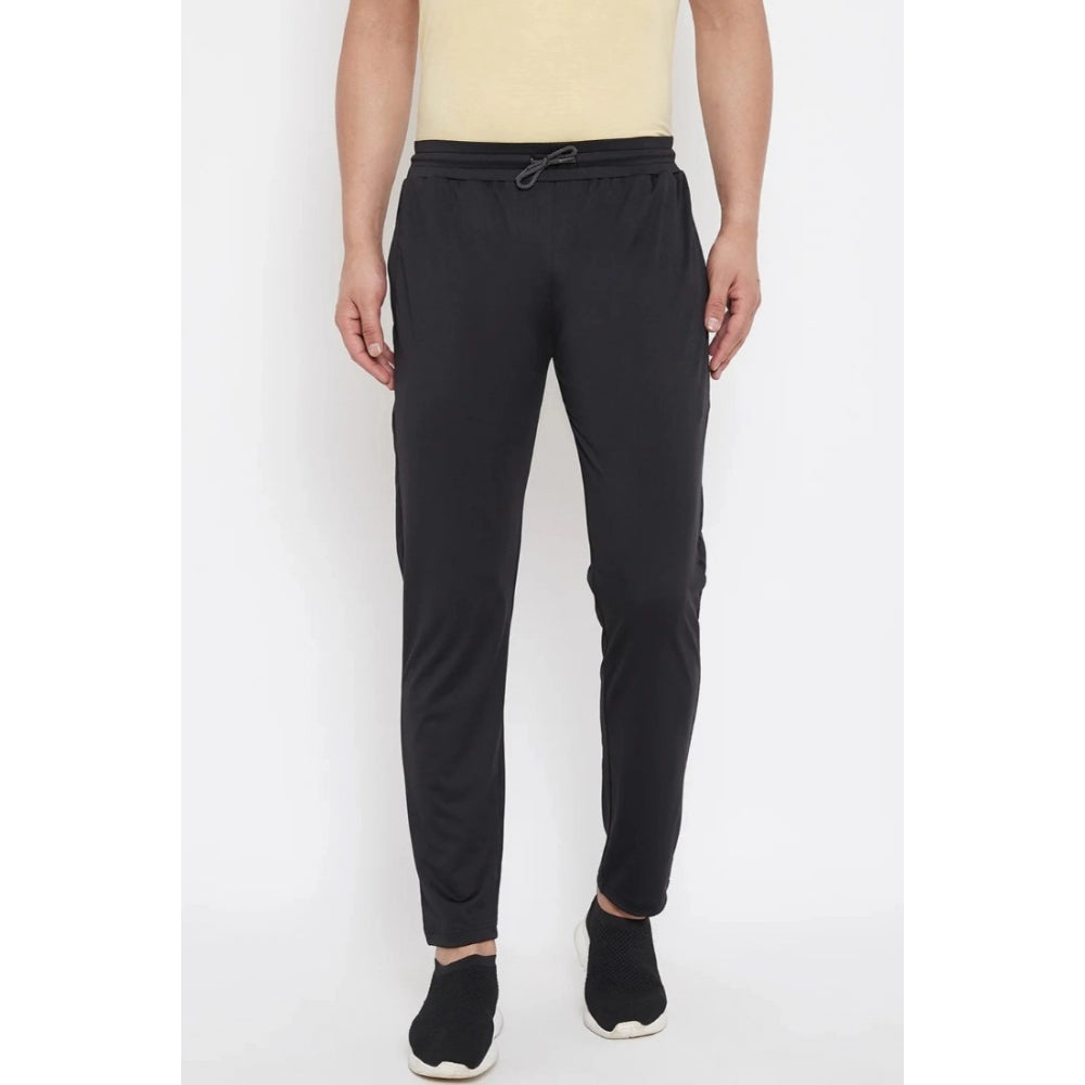 Amfyn Men's Solid Polyester Regular Track Pant (Black)