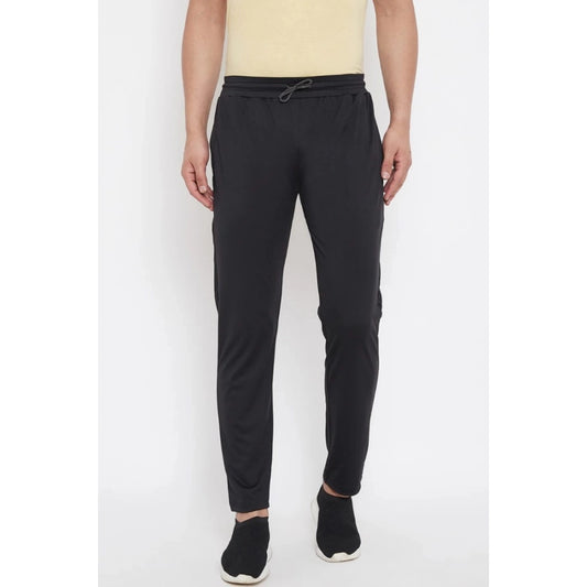 Amfyn Men's Solid Polyester Regular Track Pant (Black)