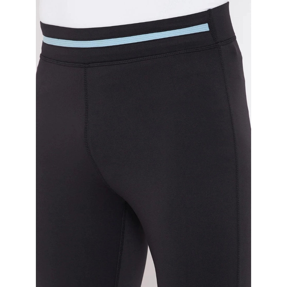 Amfyn Men's Solid Polyester Tights (Black)