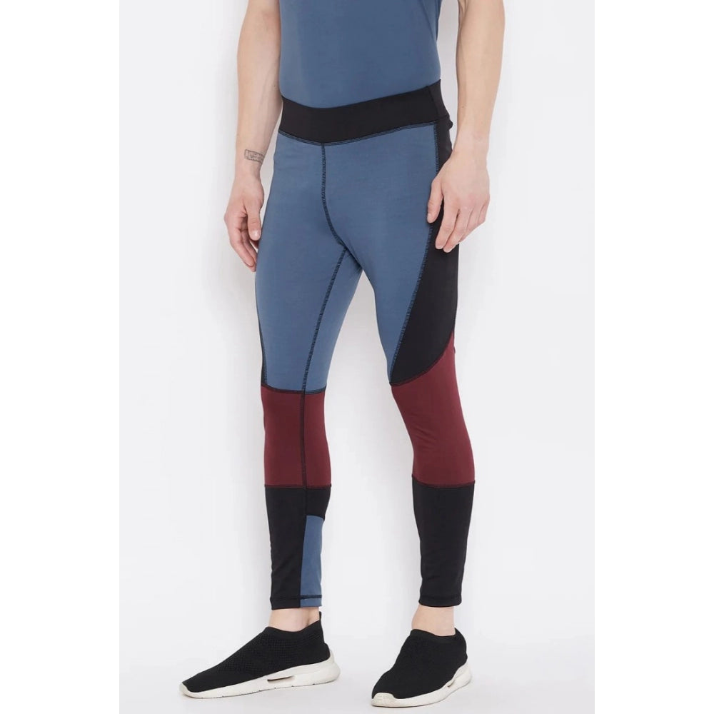 Amfyn Men's Colour Blocked Polyester Tights (Blue)