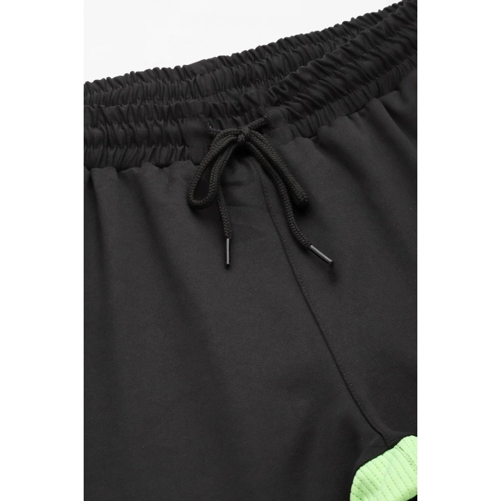 Amfyn Men's Colour Blocked Polyester Tights (Black)