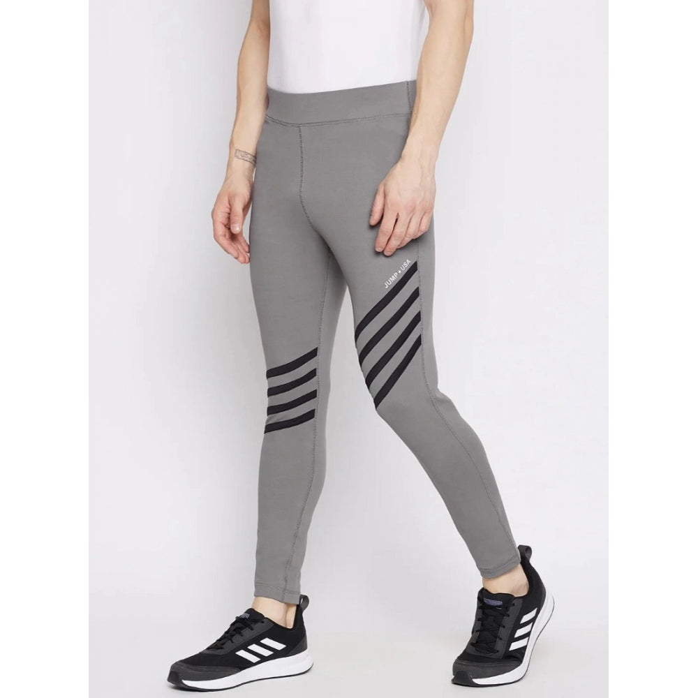 Amfyn Men's Striped Polyester Tights (Grey)
