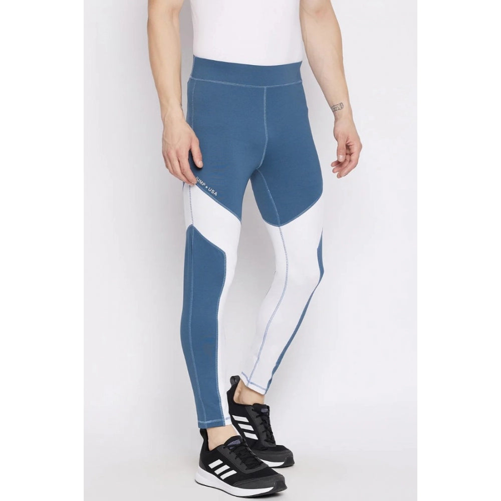 Amfyn Men's Colour Blocked Polyester Tights (Blue)