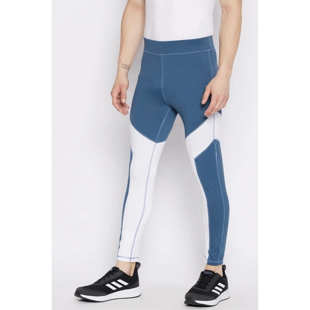 Amfyn Men's Colour Blocked Polyester Tights (Blue)