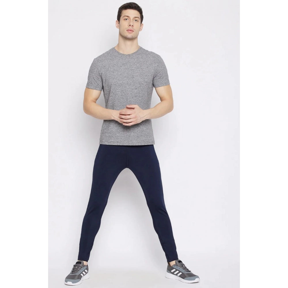 Amfyn Men's Solid Polyester Tights (Blue)